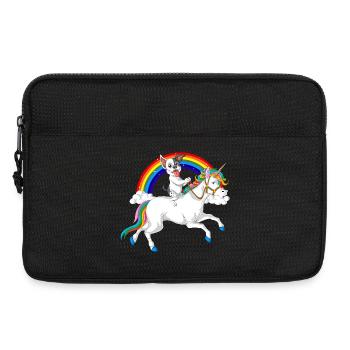 Französische Bulldogge Reiten Einhorn - Laptoptasche 13" - Schwarz - Vorne