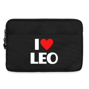 I love Leo Rotes Herz Romantischer Name Fan - Laptoptasche 13" - Schwarz - Vorne