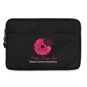 Glaube Hoffnung Liebe Brustkrebs Bewusstsein Blume T-Shirt - Laptoptasche 13" - Schwarz - Vorne
