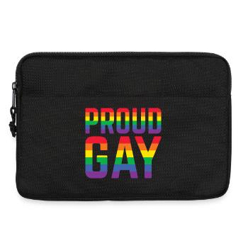 Fier lettrage arc-en-ciel gay - Sacoche pour ordinateur portable 13 pouces - noir - Devant