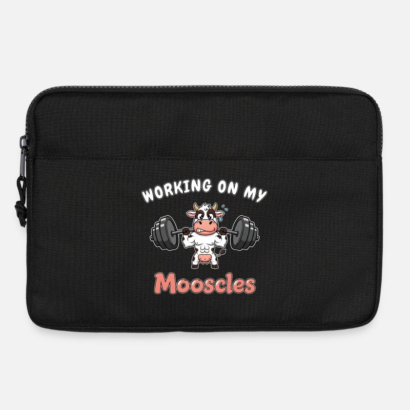Cow - Working on my Mooscles - Funny Gym Design - Laptoptasche 13" - Schwarz