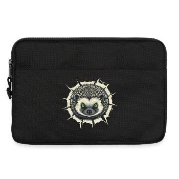 Cute hedgehog peeking out of crack - Funny gift - Laptop bag 13" - black - Front