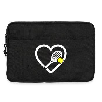 Tennis Coeur Raquette Balle Sport Passion - Sacoche pour ordinateur portable 13 pouces - noir - Devant