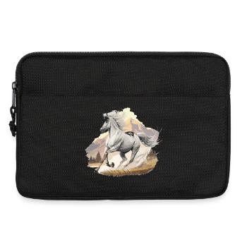 High jumping horse in mountain landscape - Laptop bag 13" - black - Front
