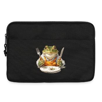 Cuisinier grenouille avec fourchette et couteau - Sacoche pour ordinateur portable 13 pouces - noir - Devant