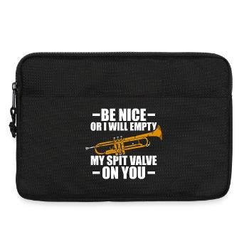 Be nice or I'll empty trumpet player - Laptop bag 13" - black - Front