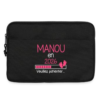 Manou en 2026 Cadeau Annonce Future Grand-Mère - Sacoche pour ordinateur portable 13 pouces - noir - Devant