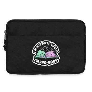 Bücherwurm Spruch - Süßes Leser Geschenk - Laptoptasche 13" - Schwarz - Vorne