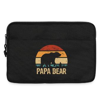Papa Ours - Fête des Pères - Cadeau vintage - Sacoche pour ordinateur portable 13 pouces - noir - Devant