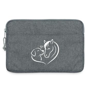 Pferd Hund Herz Liebe Team - Laptoptasche 13" - Grau meliert - Vorne