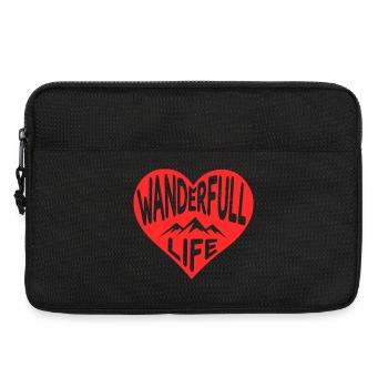Wanderfull Life, cœur de randonnée aux silhouettes montagneuses - Sacoche pour ordinateur portable 13 pouces - noir - Devant