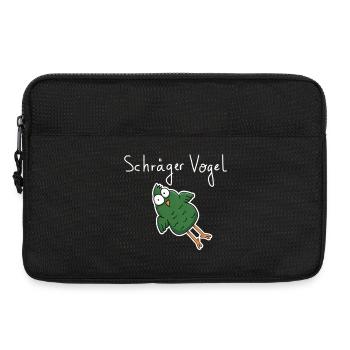 Schräger Vogel – Lustiger Cartoon Spruch - Laptoptasche 13" - Schwarz - Vorne