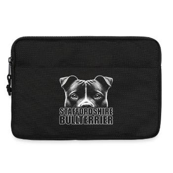 Staffordshire Bullterrier Porträt mit Schriftzug - Laptoptasche 13" - Schwarz - Vorne
