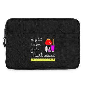 Le p'tit bazar de la Maîtresse (écrit blanc) - Sacoche pour ordinateur portable 13 pouces - noir - Devant