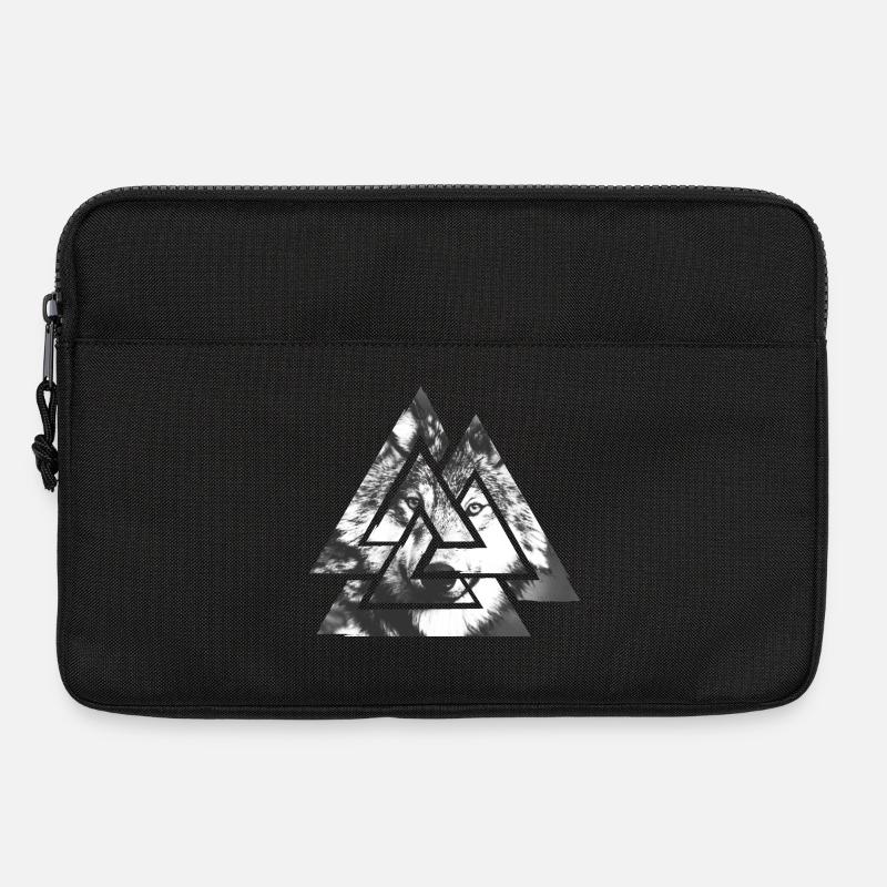 Valknut, Symbol von Odin - Mit Wolf - Laptoptasche 13" - Schwarz