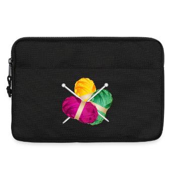 trois boules de laine colorées avec des aiguilles à tricoter - Sacoche pour ordinateur portable 13 pouces - noir - Devant