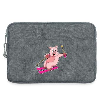 Pig Skier Ski - Sacoche pour ordinateur portable 13 pouces - gris chiné - Devant
