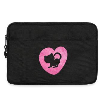 Herz Katze Fell Cat flauschig Silhouette Love Fan - Laptoptasche 13" - Schwarz - Vorne