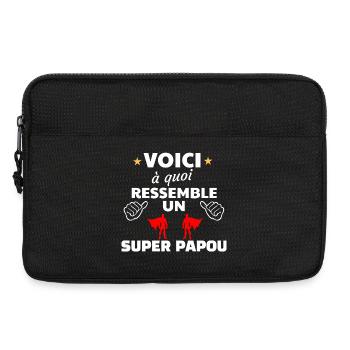 Héros Super Papou Thème Empowerment - Sacoche pour ordinateur portable 13 pouces - noir - Devant