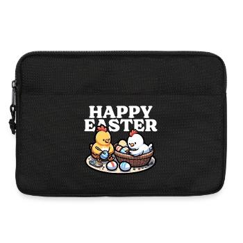Happy Easter – Cute chicks paint Easter eggs - Laptop bag 13" - black - Front