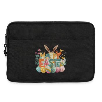 Osterhase mit Frühlingsmotiven - Laptoptasche 13" - Schwarz - Vorne
