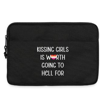 LGBT Pride Month - Kissing Girls. Lesbian Couple - Laptop bag 13" - black - Front