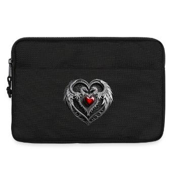 Silver heart with wings. - Laptop bag 13" - black - Front
