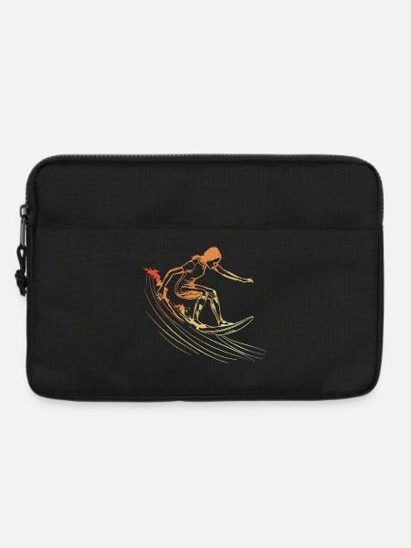 Surfen Mädchen Zeichnung - Laptoptasche 13" - Schwarz