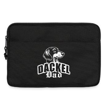 « Teckel papa » avec tête de chien - Sacoche pour ordinateur portable 13 pouces - noir - Devant