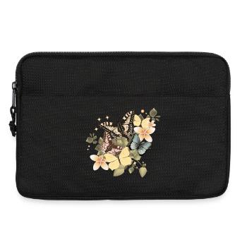 Papillons dans une mer de fleurs vintage - Sacoche pour ordinateur portable 13 pouces - noir - Devant