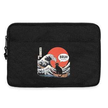 Bruh Cat Japanische Wellenästhetik - Laptoptasche 13" - Schwarz - Vorne