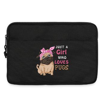Nur ein Mädchen, das Möpse liebt – Lustiger süßer Hundeliebhaber - Laptoptasche 13" - Schwarz - Vorne