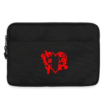 Herz mit Liebes- und Textakzent - Laptoptasche 13" - Schwarz - Vorne