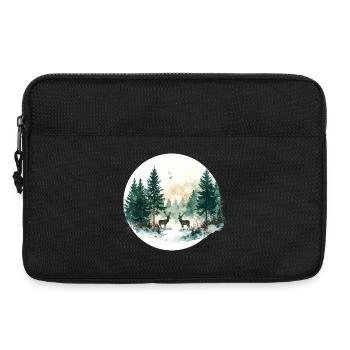 Waldtiere im Wald – Weihnachtsaquarell - Laptoptasche 13" - Schwarz - Vorne