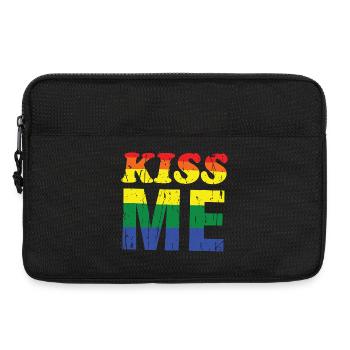 Kiss Me Rainbow Police rétro - Sacoche pour ordinateur portable 13 pouces - noir - Devant