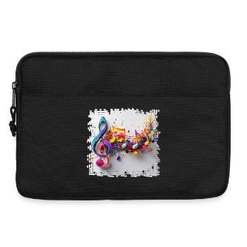 Farbenfrohe Musiknoten Kunstmotiv - Laptoptasche 13" - Schwarz - Vorne