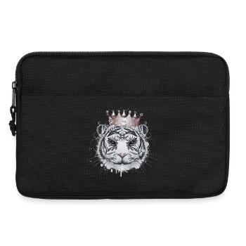 Tigre blanc avec couronne – Élégant grand chat - Sacoche pour ordinateur portable 13 pouces - noir - Devant