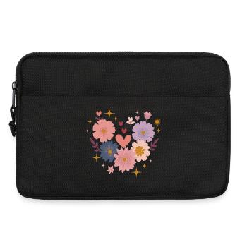 Fleurs pastel coeur cercle - Sacoche pour ordinateur portable 13 pouces - noir - Devant