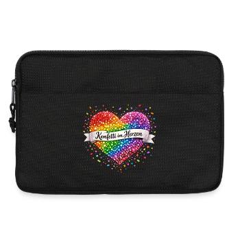 Konfetti im Herzen - Karneval Fasching Fastelovend - Laptoptasche 13" - Schwarz - Vorne