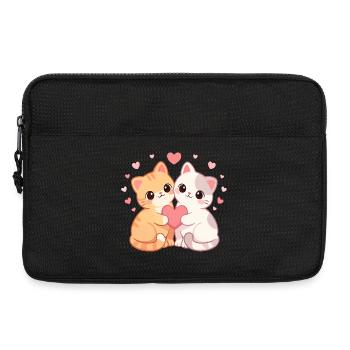 Twin Kittens Heart Hug - Laptop bag 13" - black - Front