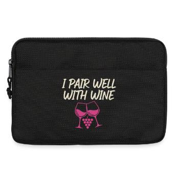 Je m’accorde bien avec le motif du vin – verre à vin - Sacoche pour ordinateur portable 13 pouces - noir - Devant