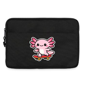 Axolotl dragon en planche à roulettes câlin - Sacoche pour ordinateur portable 13 pouces - noir - Devant
