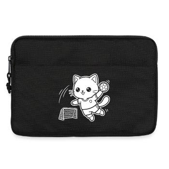 Kawaii Katze Handballspieler - Laptoptasche 13" - Schwarz - Vorne