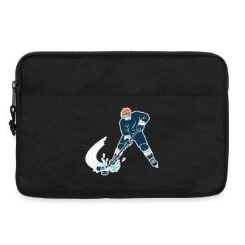 Joueur de hockey sur glace avec un éclaboussure d’œuf - Sacoche pour ordinateur portable 13 pouces - noir - Devant