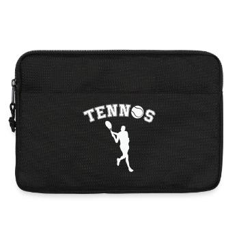 Tennis Silhouette mit Ball - Retro Schrift - Laptoptasche 13" - Schwarz - Vorne