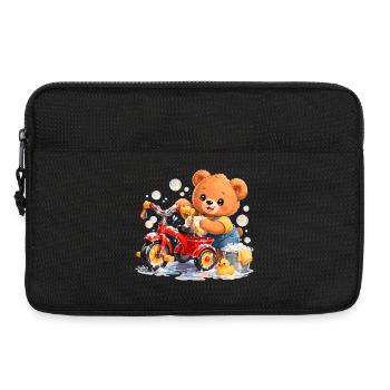 Nettoyage de tissues pour enfants Ours Tricycle Nettoyage de printemps - Sacoche pour ordinateur portable 13 pouces - noir - Devant