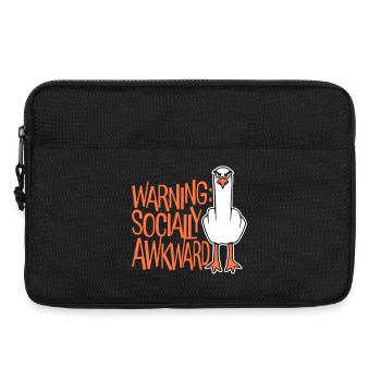 Avertissement : mouette socialement maladroite, majeur coquin - Sacoche pour ordinateur portable 13 pouces - noir - Devant
