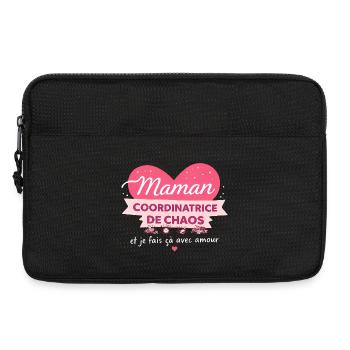 Maman coordinatrice de chaos humour - Sacoche pour ordinateur portable 13 pouces - noir - Devant