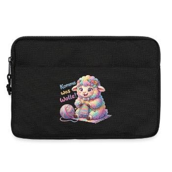 Komme was Wolle - Strickendes Schaf Wollknäuel  - Laptoptasche 13" - Schwarz - Vorne