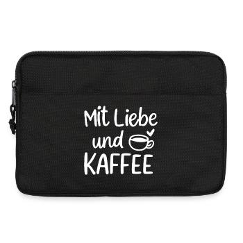 Mit Liebe und Kaffee Illustration Morgenmuffel - Laptoptasche 13" - Schwarz - Vorne